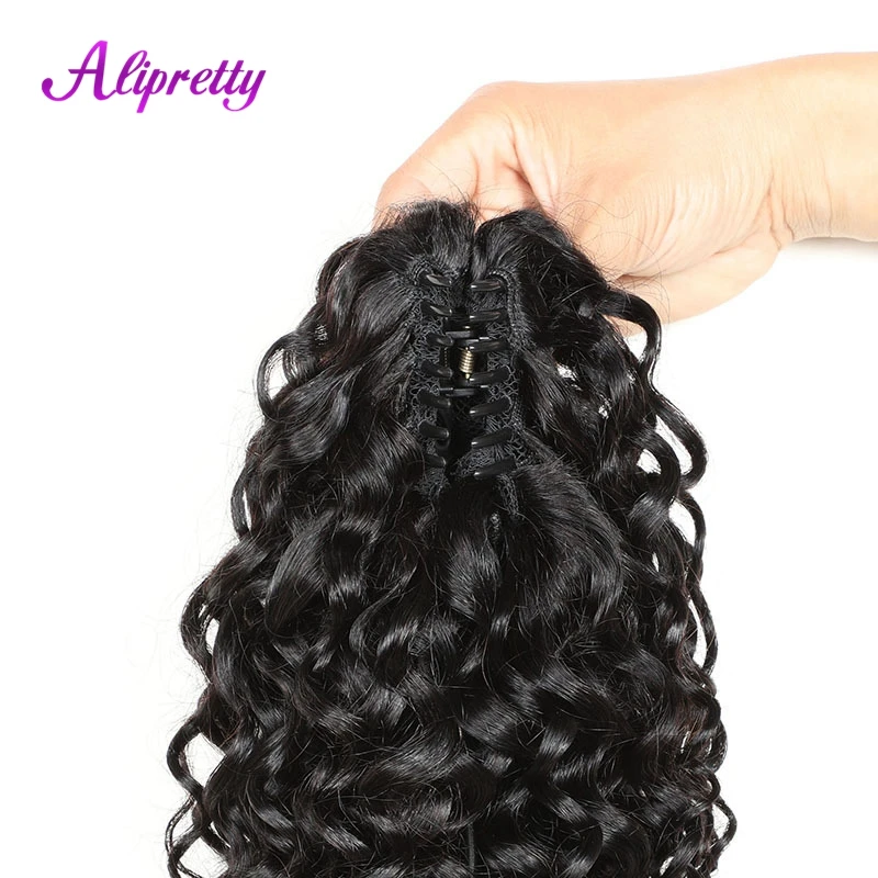 Alipretty Water Wave Paardenstaart Menselijk Haar Klauw Clip Op Paardenstaart Uitbreiding Voor Vrouwen Krullend Paardenstaart Haar Braziliaanse Haarstukken