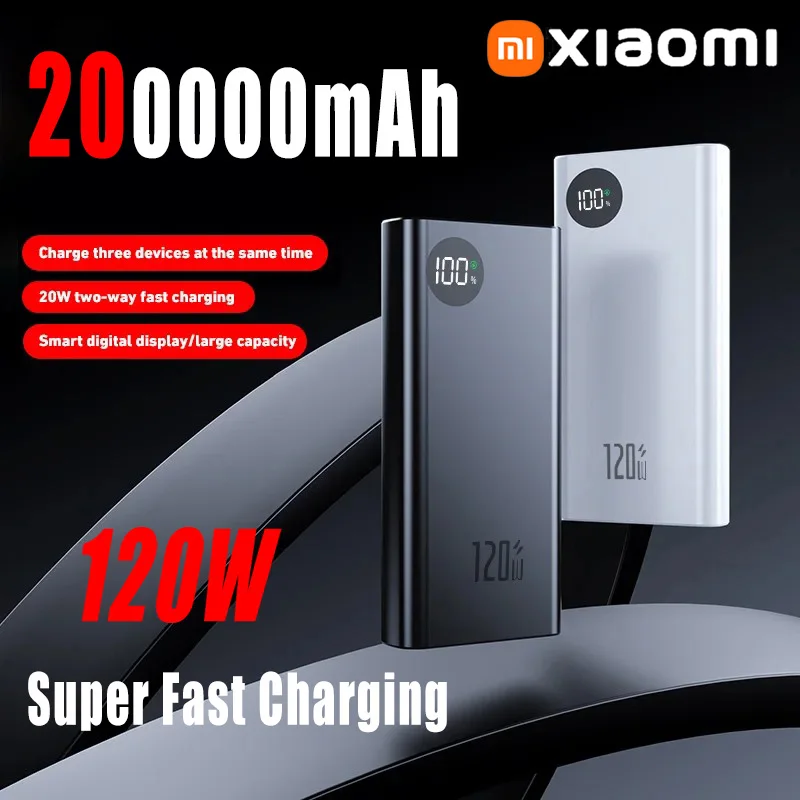 

200000mAh Ultralarge Capacity 120W Power Bank Super Fast Charging For Mobile Power External Battery For Iphone Xiaomi Samsung