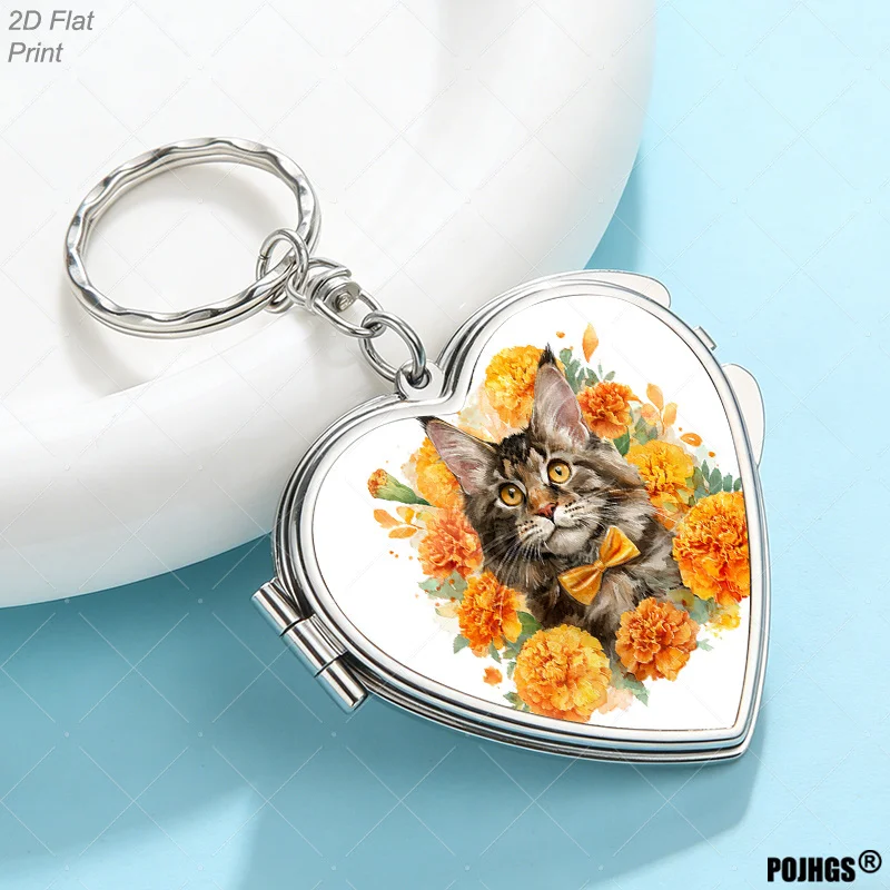 Custom Photo Portable Heart-Shaped Makeup Mirror Keychain Personalized Makeup Mirror, Suitable for Personal Use And Travel