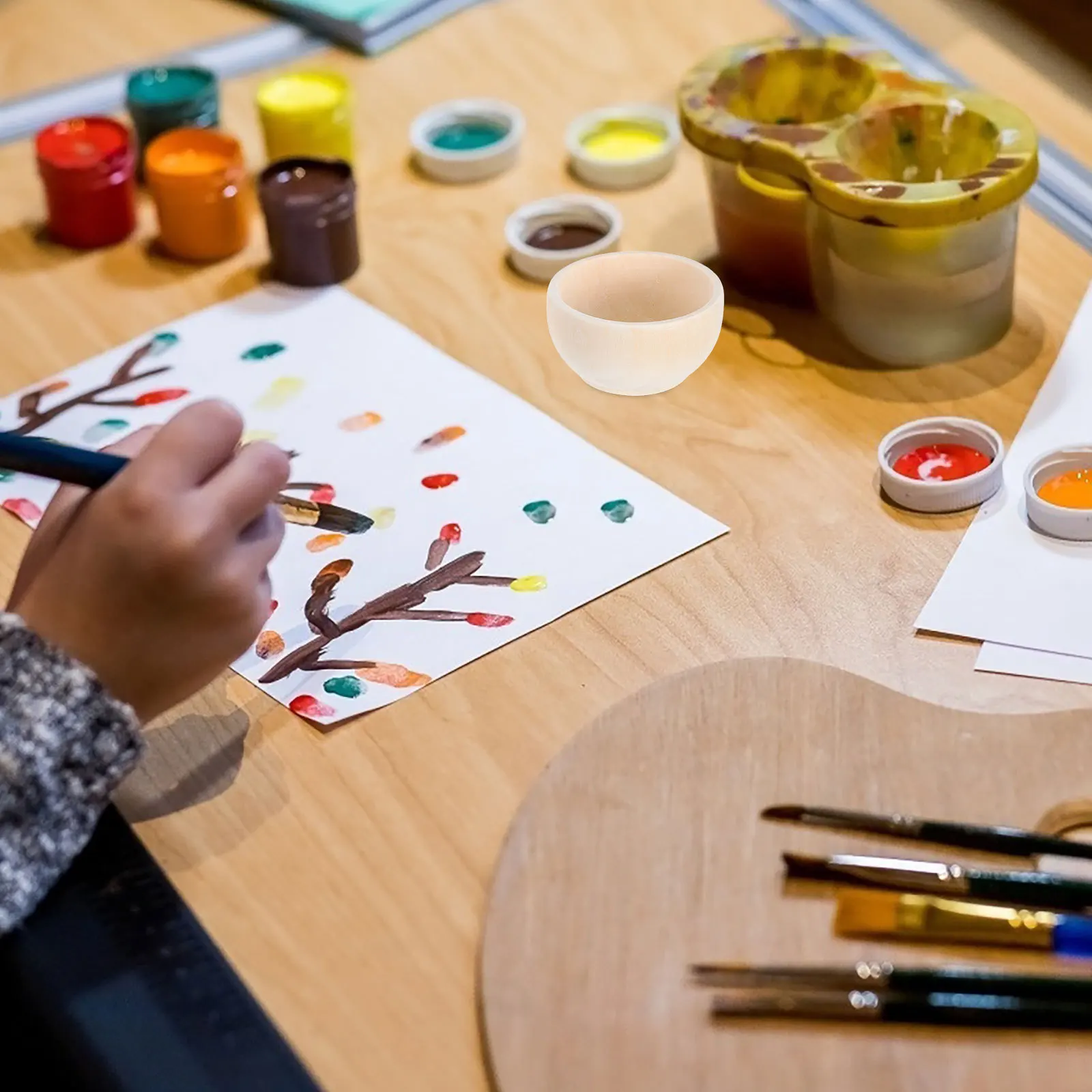 

10pcs Mini Wooden Bowls Unpainted Small Wood Craft Diy Kits For Kids Rustic Home Decor Montessori Sorting Activity Kindergarten