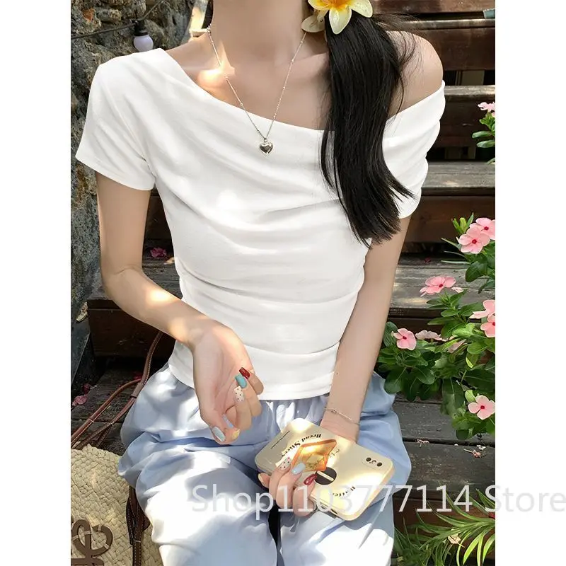 Neues Sommer-Damen-T-Shirt in Niedlichem Einfarbigem Design mit Kurzen Ärmeln, Sexy Spicy Girl Style Top, Vintage-Kleidung, Weicher und Vielseitiger Stil – Detail 5