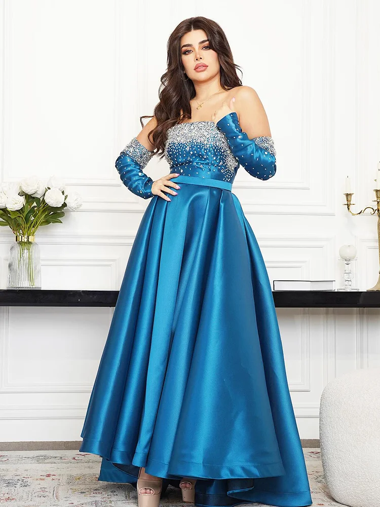 Jirocum-vestidos de graduación Vintage elegantes para mujer, vestido de noche de fiesta personalizado con lentejuelas con cuentas sin tirantes, vestido Formal saudita para ocasiones