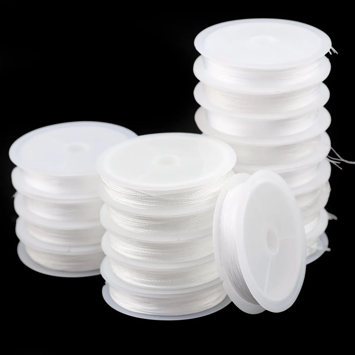 0,2 mm-1 mm Polyester-Perlenfaden mit kleiner Spule für handgefertigte DIY-Schmuckherstellung, Halsketten, Perlenaufreihungszubehör