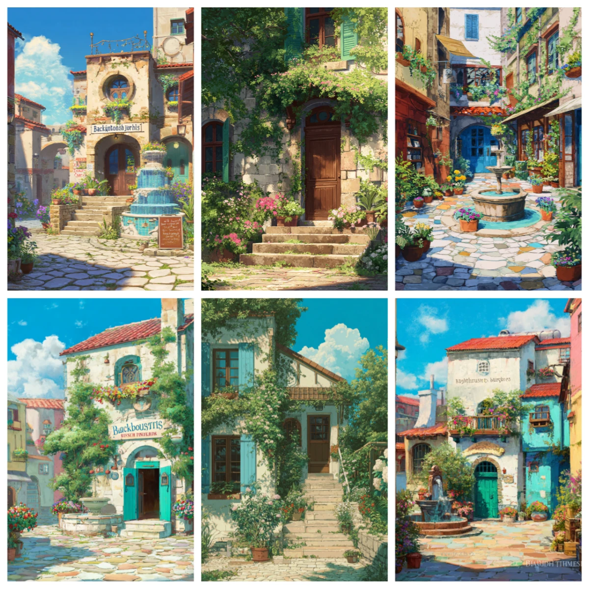 Town under the clouds digital oil painting DIY home décor handmade gifts digital painting