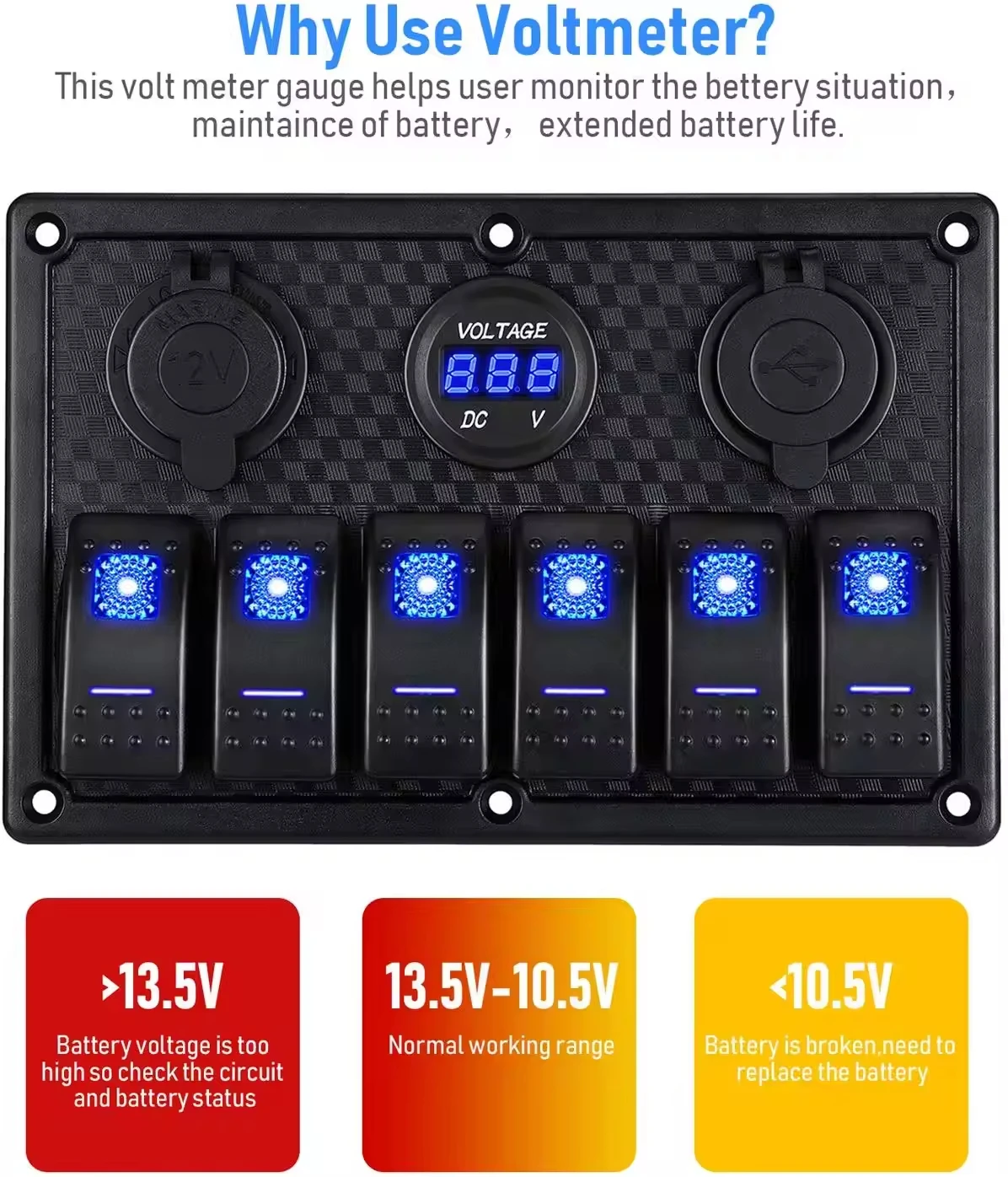 6 Gang Marine Boot Tuimelschakelaar Paneel + USB Lader Poort DC 12/24 V Socket Sigarettenaansteker voor Marine Boot Auto Vrachtwagen