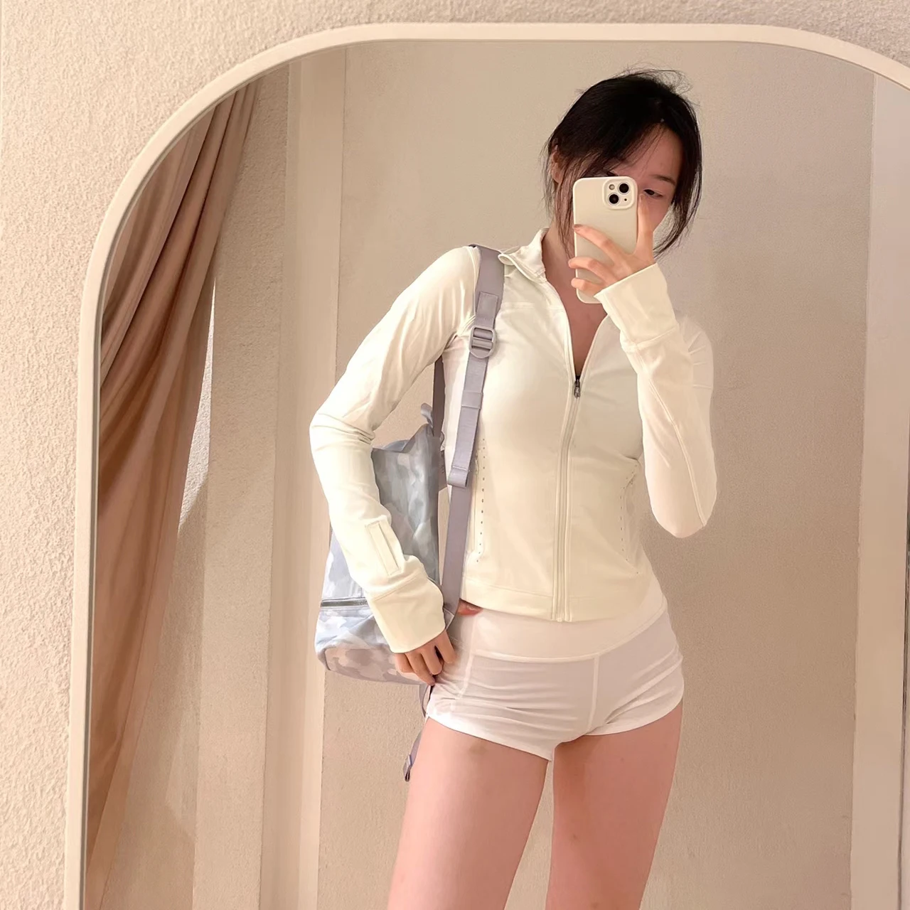 LULU FLORA Short high waisted reflective point jacket, yoga camping women sports pure slim fit quick drying sports jacket, tight