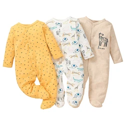 3Piece Spring Autumn Baby Clothing Infant Girl Boy Clothes Cartoon Cute Print Long Sleeve Cotton Jumpsuit Toddler Romper BC1486