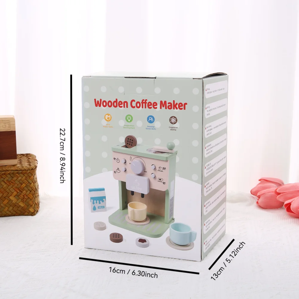 キッズキッチンおもちゃセット 木製コーヒーメーカーセット、シミュレーションキッチンおもちゃごっこ遊び、女の子と男の子のための遊びキッチンアクセサリー