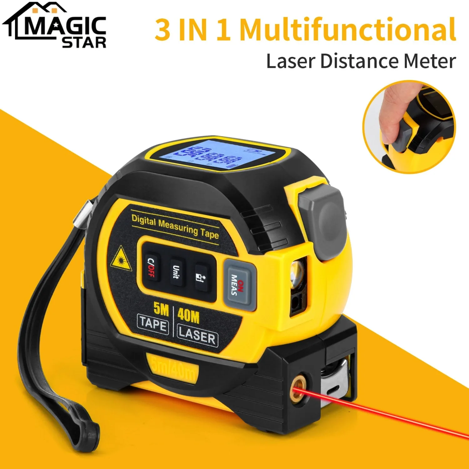 

3 in1laser distance meter measuring laser tape measure with digital display 40m/60m, 5m precision measuring ruler,distance meter