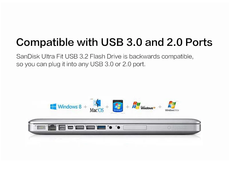 SanDisk Ultra Fit CZ430 32GB 64GB 128GB 256GB 512GB Flash Drive 130MB/s Read 30MB/s Write Mini Small Thumb Drive Pen Drive