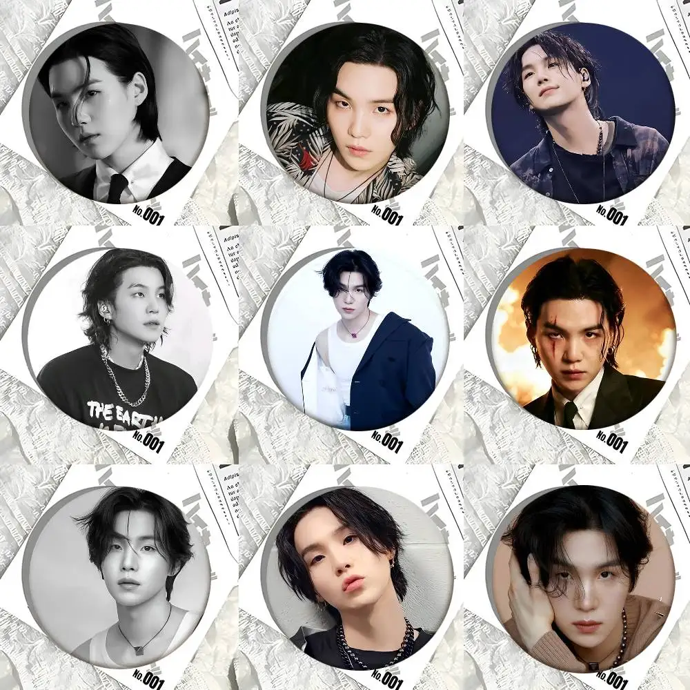 Korean K-POP Singers Suga Round Badge Creative Brooch Clothing Backpack Accessories Lapel Pin