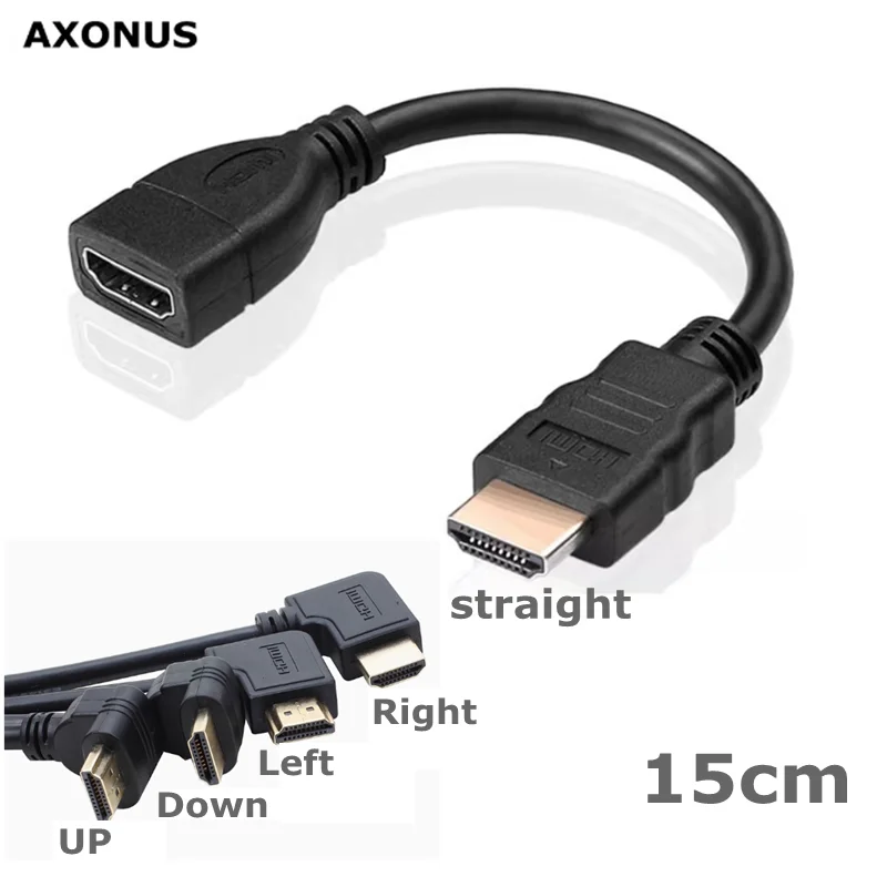 15cm HDMI-compatible Cable M/F  Male to Female 90 Degree Right Angled 1.4v HD Extended Cable for HD TV LCD Laptop PS3 Projector