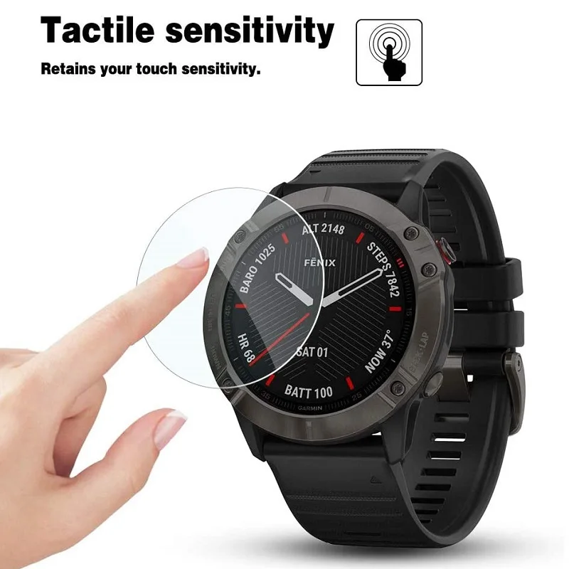 ฟิล์มกระจกนิรภัยป้องกันหน้าจอสมาร์ทวอท์ช5ชิ้นสำหรับ Garmin Tactix Delta sapphire/ รุ่นพลังงานแสงอาทิตย์