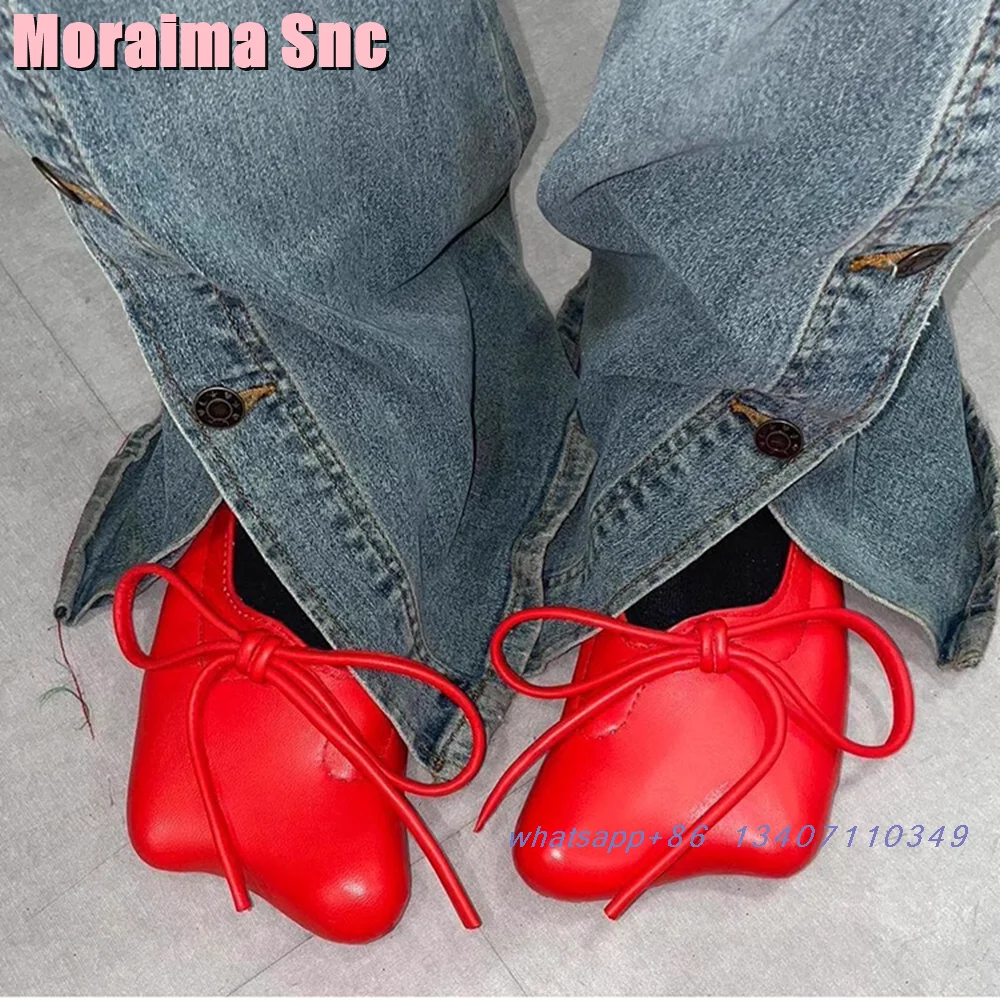 

Женские балетки с квадратным носком, красные модельные повседневные уличные туфли на плоской подошве без застежек, с бабочкой, 2024