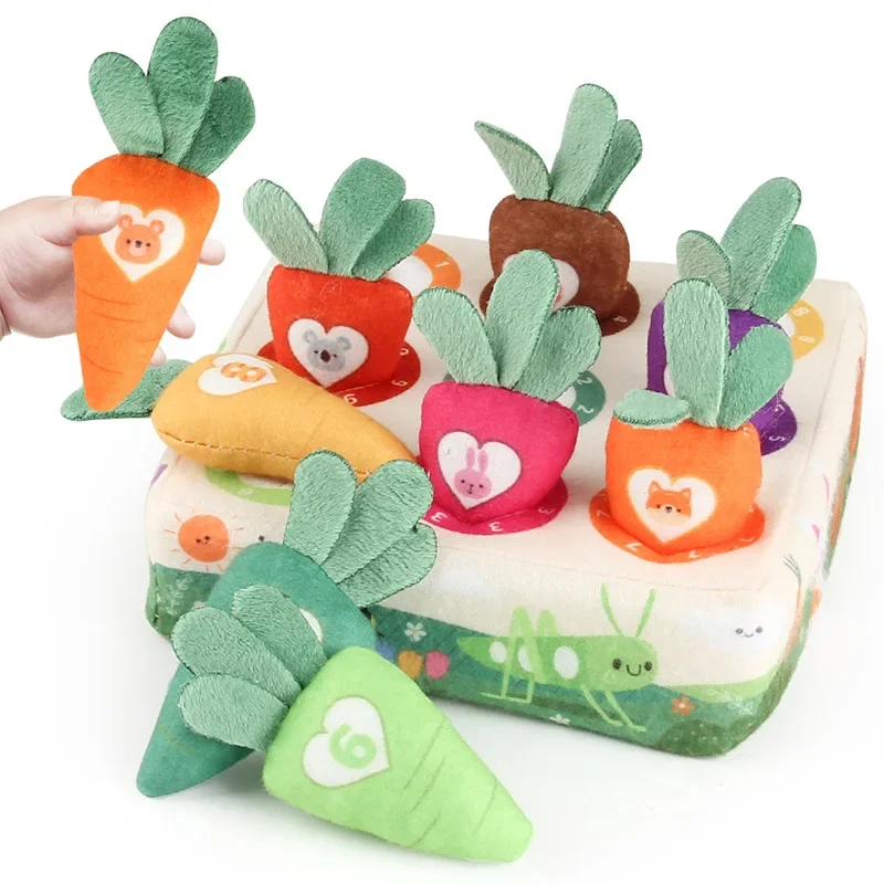 Carrot Harvest Game for Baby Cotton Montessori Radish Game Shape Color Sorting Matching Puzzle Recognizing Educational Toys