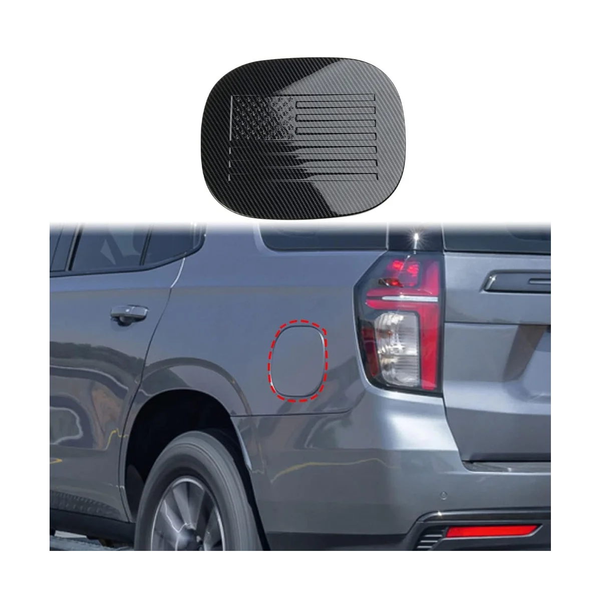 Fuel Tank Cover Trim for Chevy Suburban 2020-2023 Tahoe GMC Yukon 2021-2023 Accessories - ABS Carbon Fiber