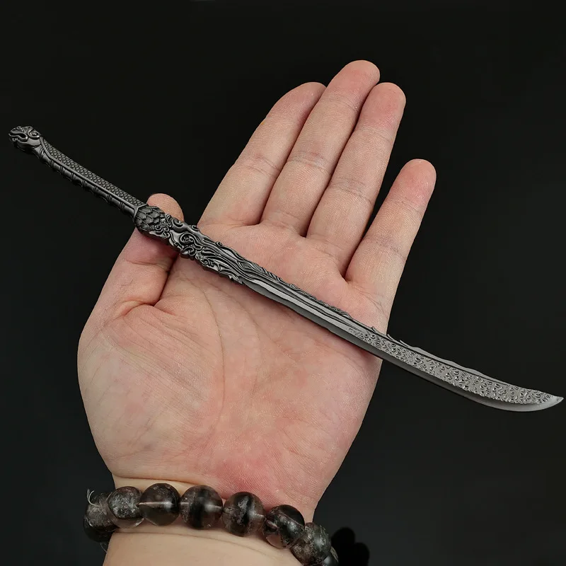 中国の小説家映画周辺グッズ赤髪の幽霊剣22cmメタルクラフト武器モデルコレクタブルデスクオーナメント安全な男の子のおもちゃ