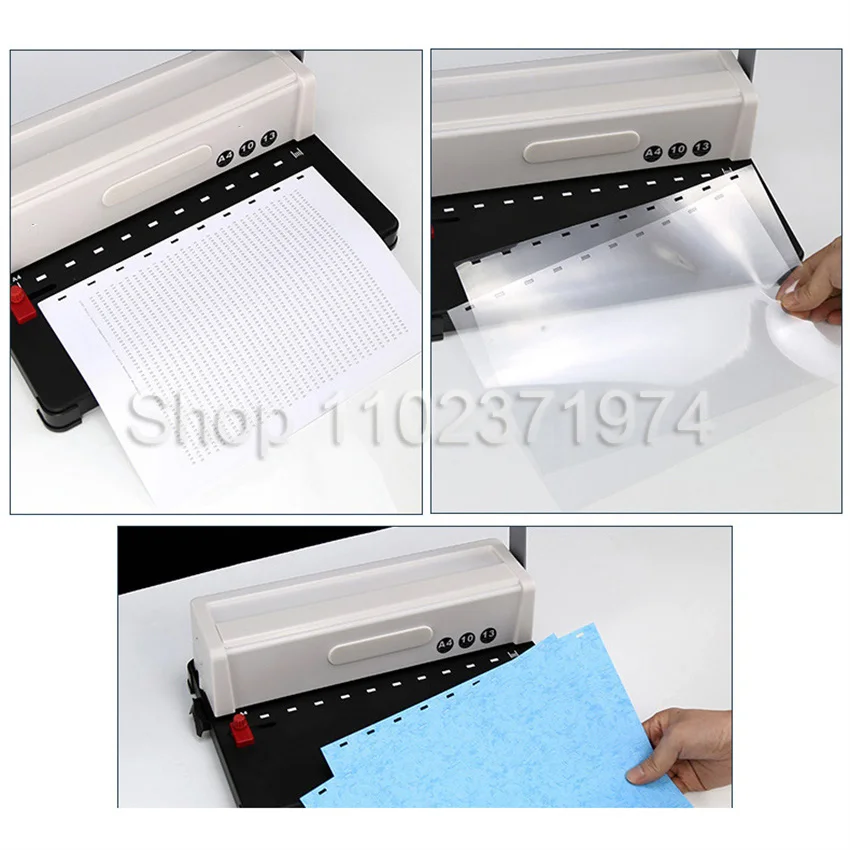 10 Hole Clamp Strip Binding Machine Puncher A4 Paper Square Hole Punching Machine Office File Binding Tool
