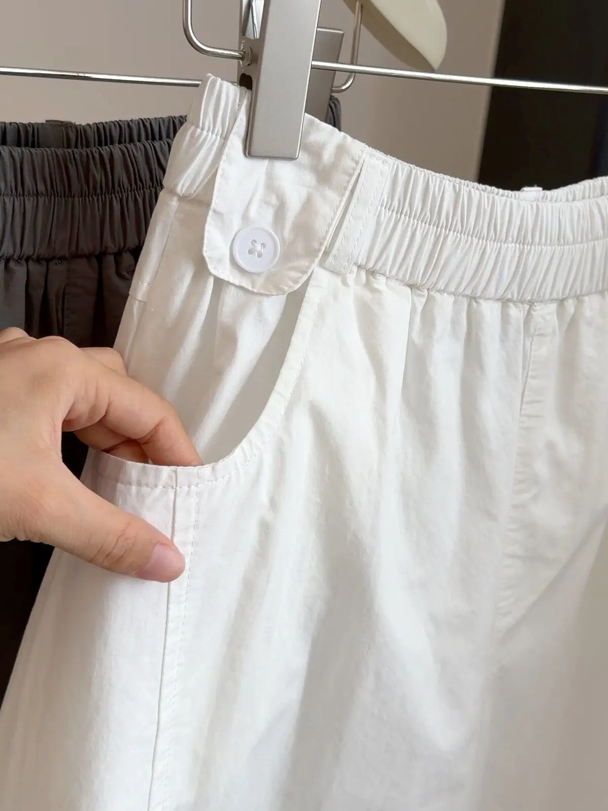 Gray Wide Leg Pants High Waist Straight Cut Summer Casual Trousers for Pear Shaped Women Eighteen Inches Long Ladies Jeans