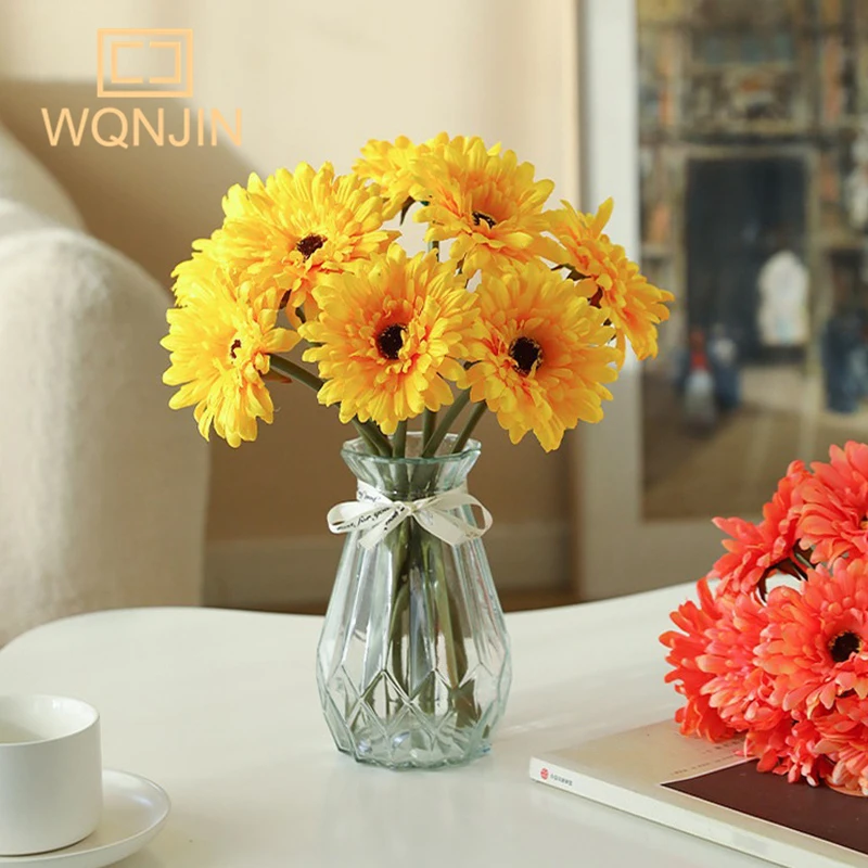 5PCS,Chrysanthemum Small Sunflower Decoration Artificial Sunflower Flower Colorful Silk Daisy Home Flower Arrangement Wedding