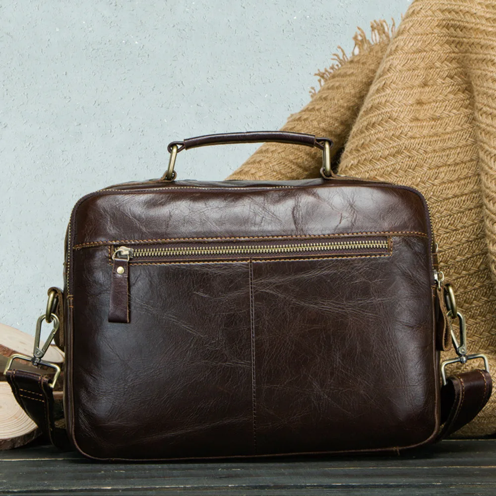 Borsa a tracolla alla moda in pelle bovina con strato superiore a spalla da uomo casual Black Angel