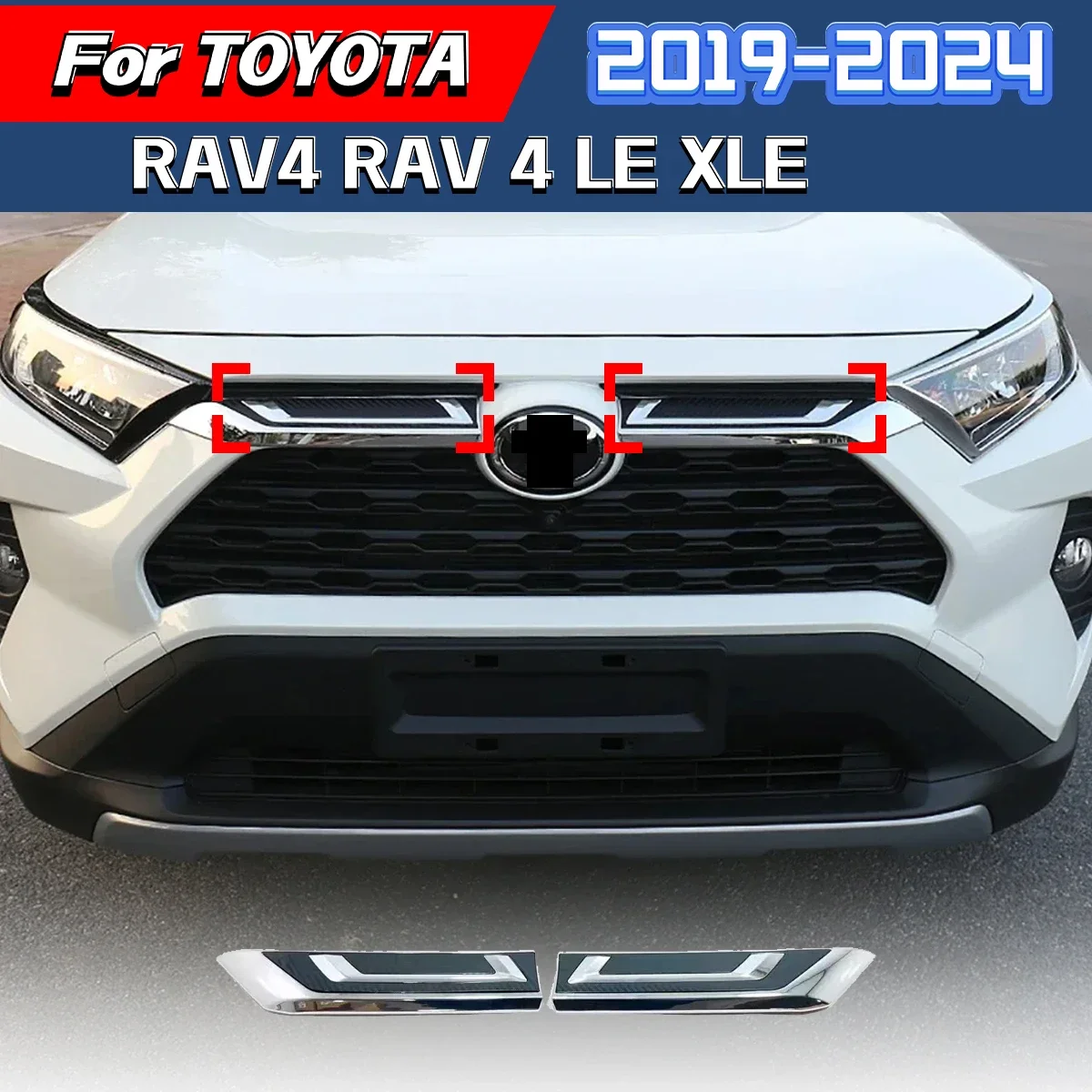 

Для Toyota RAV4 RAV 4 LE XLE 2019 2020 2021 2022 2023 2024 Передняя решетка, накладка на переднюю верхнюю решетку, карбоновая накладка на автомобиль