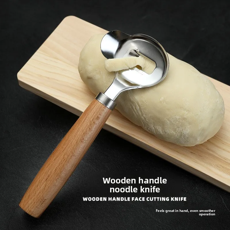

Authentic Shanxi Noodle Shaving Knife - Crafted from Beechwood & Stainless Steel for Perfect Hand-Cut Noodles