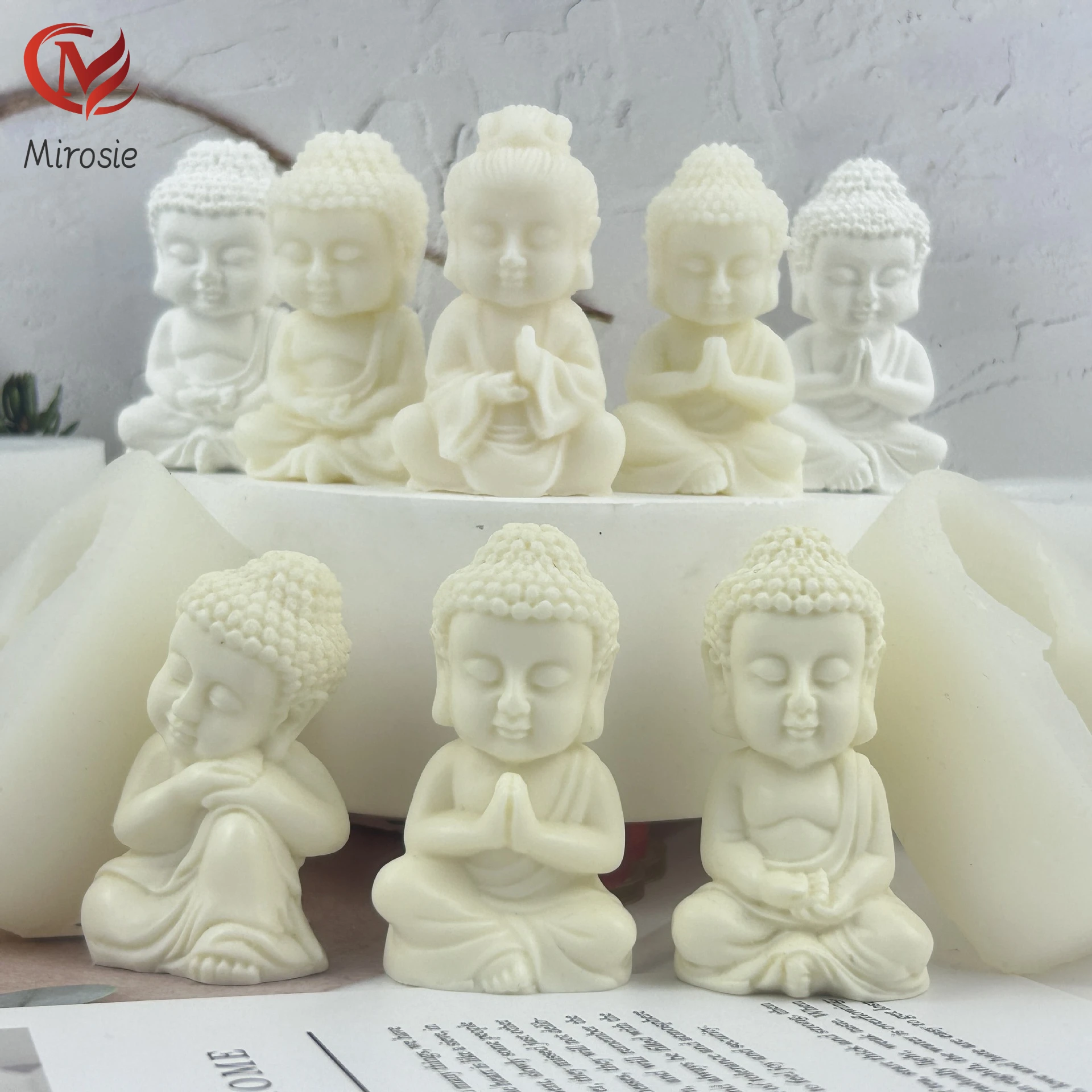 

Mirosie Small Tathagata Buddha Statue Silicone Mold Diy Handmade Scented Candle Plaster Decoration 3D Buddha Fondant Mold