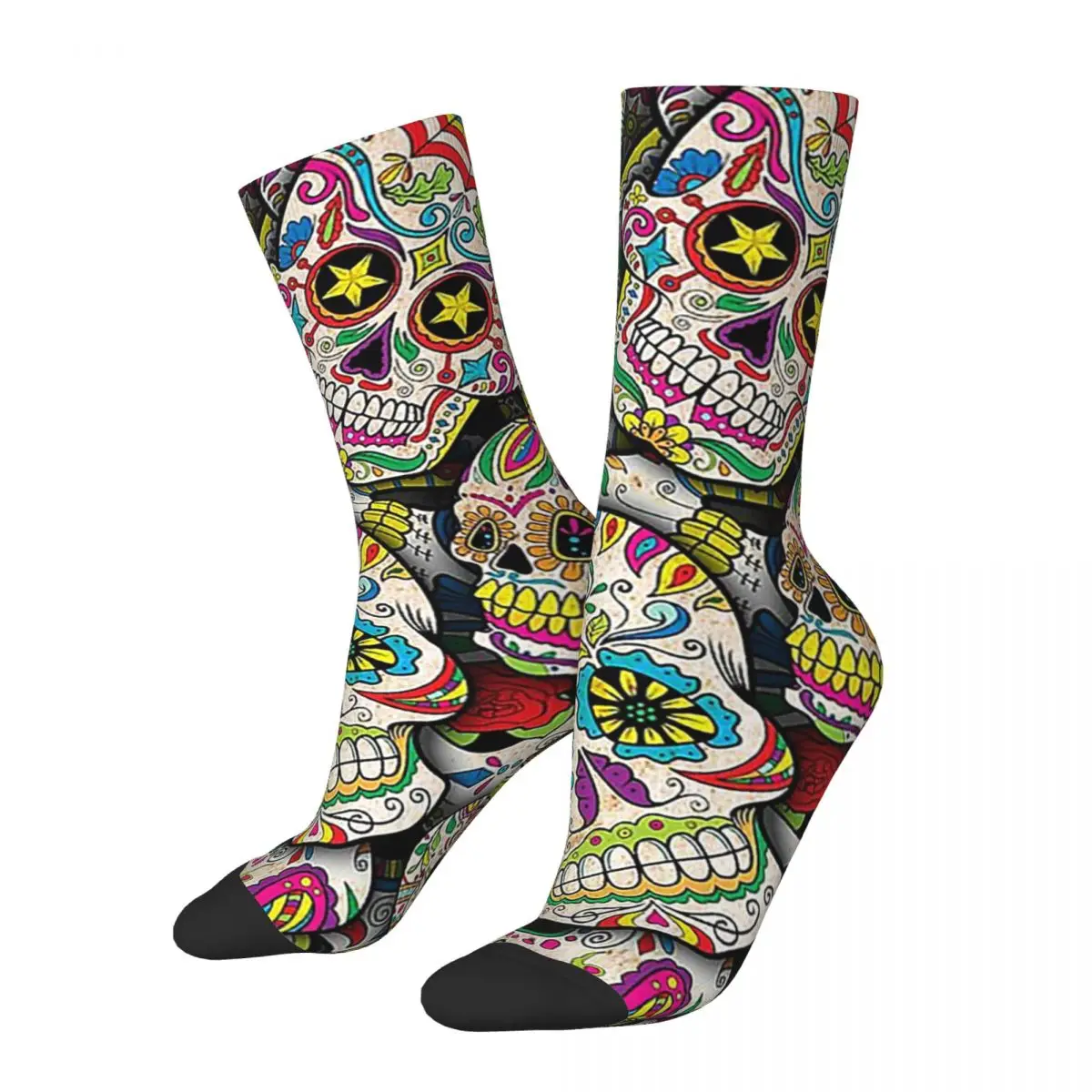 Happy Funny Male Men Socks Hip Hop Day Of The Dead Sock Sugar Skull High Quality Women's Stockings Spring Summer Autumn Winter