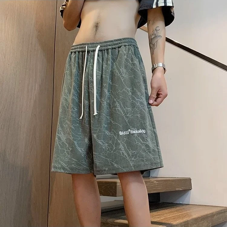 Men's Five-Quarter Short Shorts Summer Loose Korean Style Sports Thin Model Couple Straight Leg Trendy Brand Casual Shorts