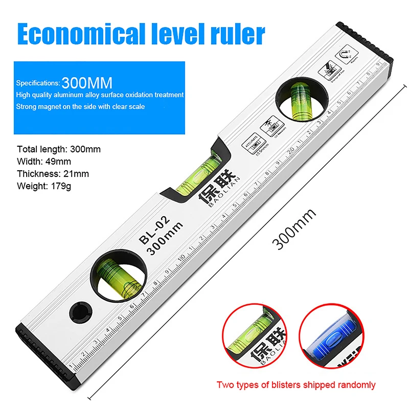 High Precision Spirit Level Magnetic High Bearing Ruler Lever Bubbles Rustproof Horizontal Ruler Spirit Level Balance Ruler