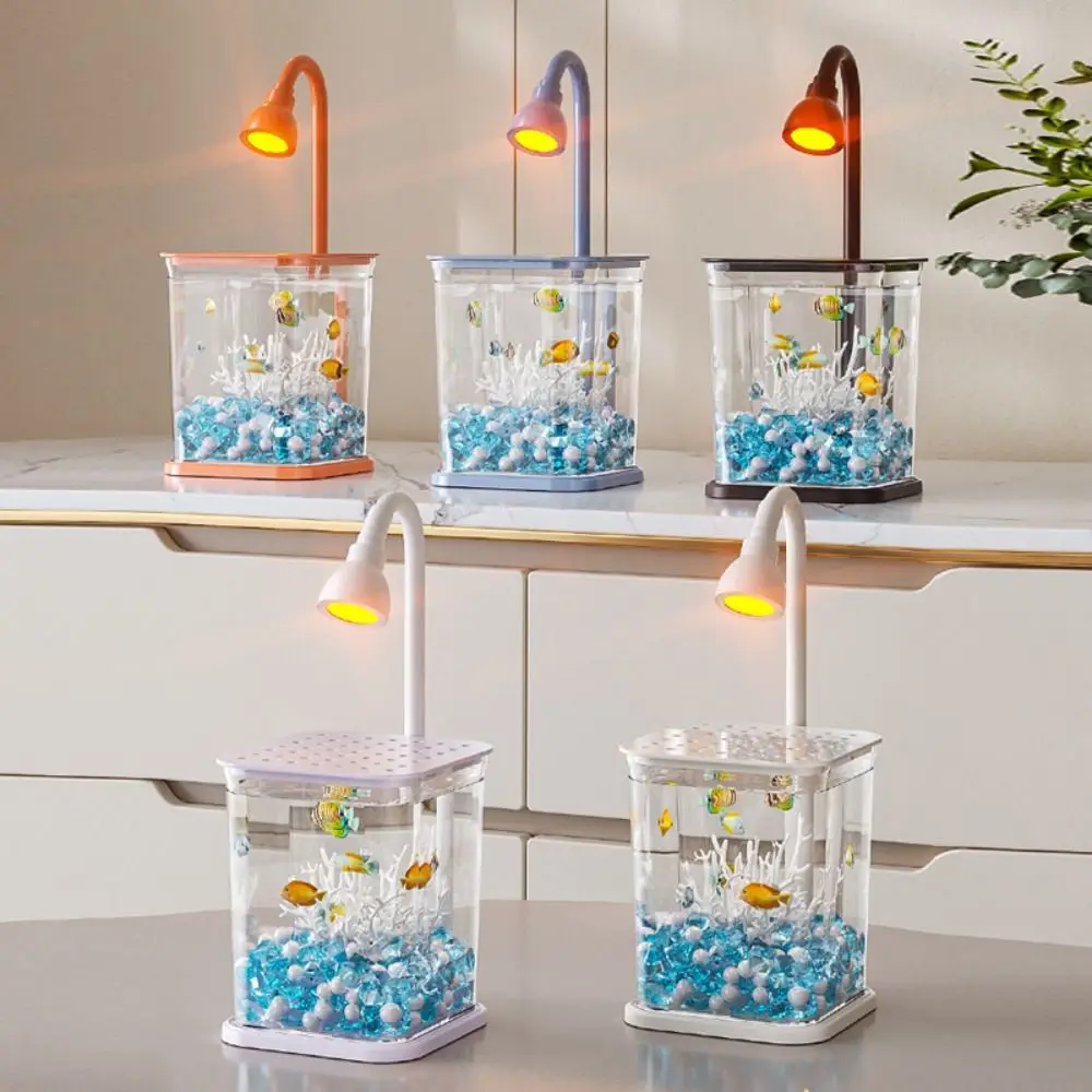 

Fishbowl Creative Mini Desktop Fish Tank Breathable INS Landscape Fish Tank with LED Light Durable Goldfish Tank Home Decor