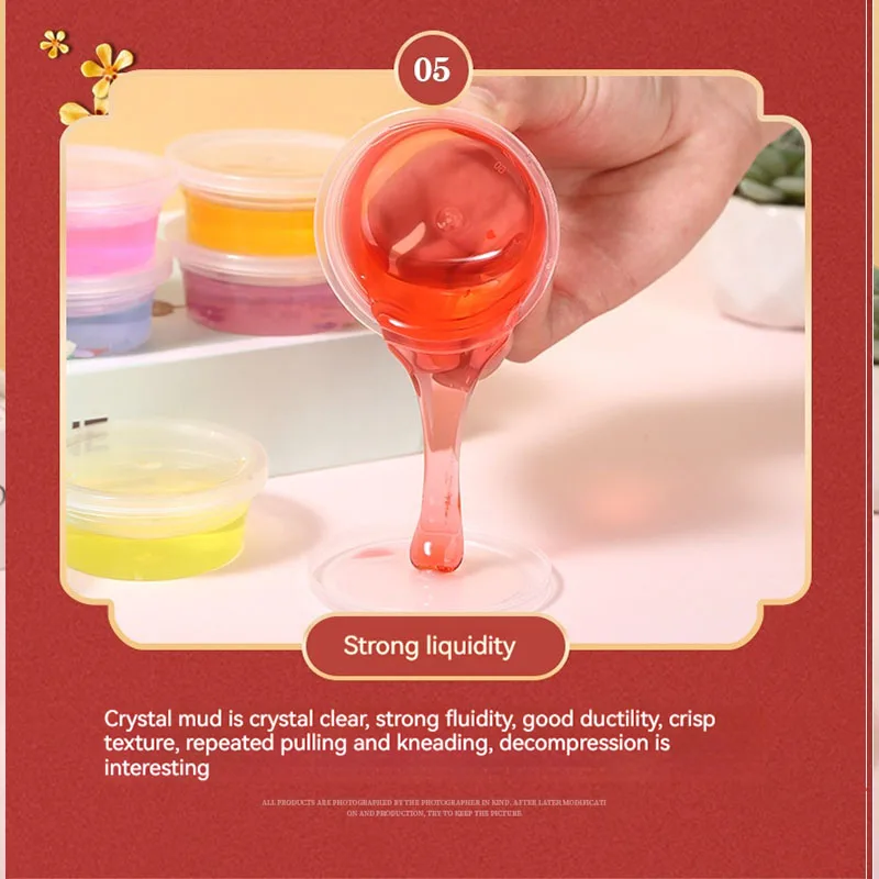 Transparente Crystal Mud Foam Toy Set para crianças, plástico, gel, celebridade Internet