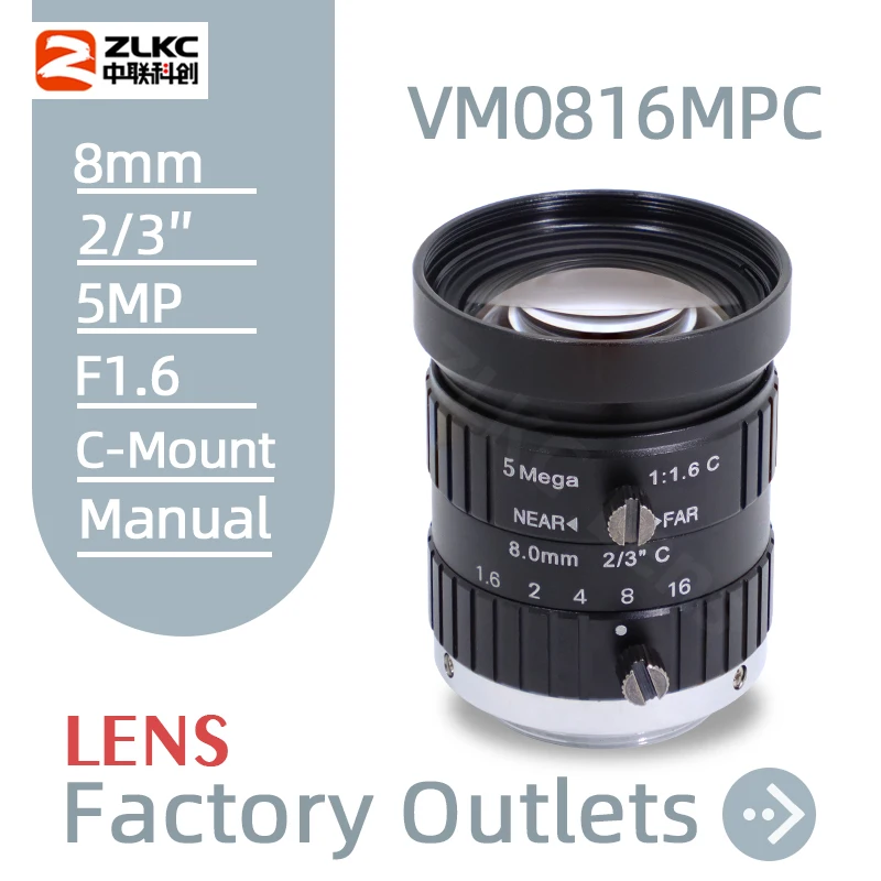 8mm obiektyw makro 5MP C mocowanie obiektywu 2/3 Cal IMX178 IMX226 czujnik obiektywy kamery przemysłowej niewielkie zniekształcenia do aparatu