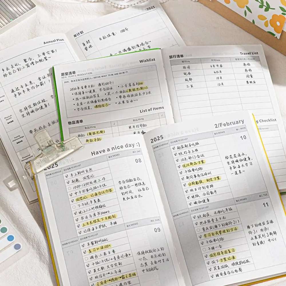 A5 2025, Zeitplan, Planer, Notizbuch, INS, Ölgemälde, Blumen-Tagebuch, Schreibblöcke, Notizen machen, Zeit-Organizer