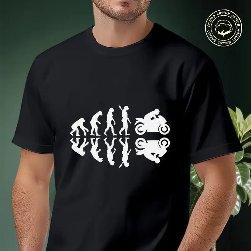 

2026 Men Cotton Casual T-shirts Evolution Of Motorbike Biker Rider Motos GPS Tee Men s Summer Cycling Sportswear Tops