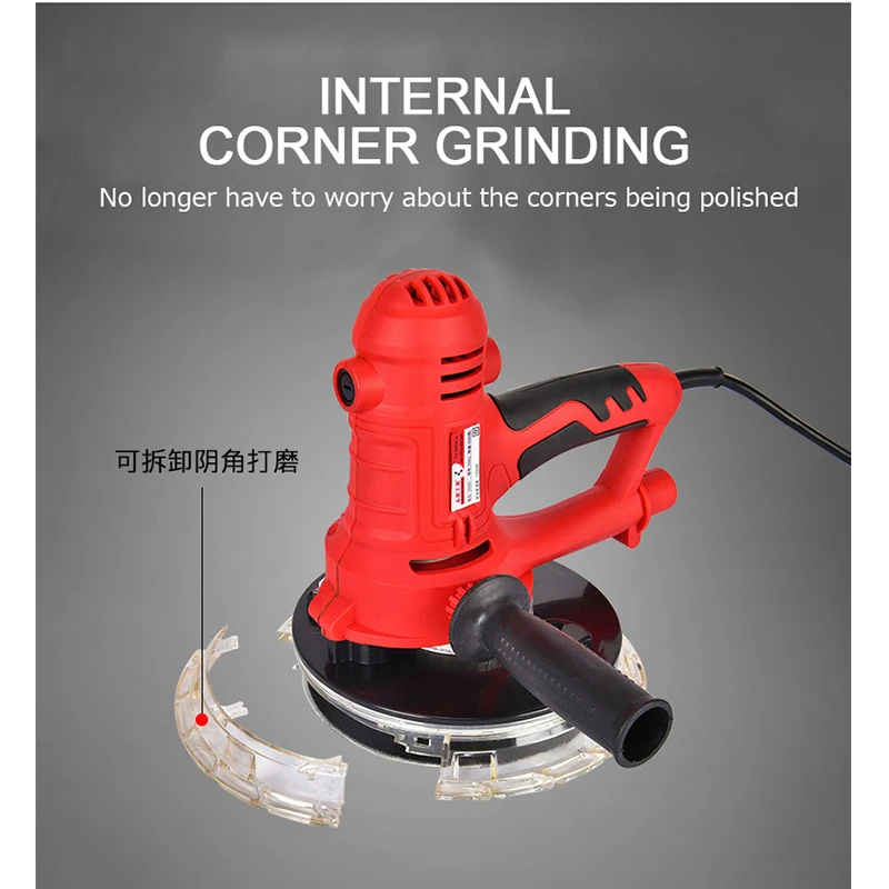 1250W Electric Drywall Sander Wall Polishing Machine Grinding Portable Dustless Led Light Wall Putty Polisher Machine