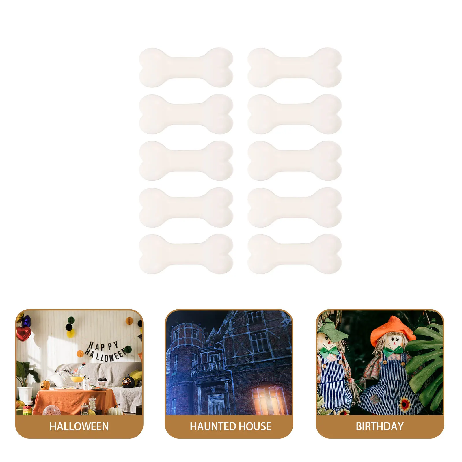 

10Pcs Halloween Bone-Like Props Small Plastic Simulation Bones for Party Decorations Halloween Home Decor Supplies
