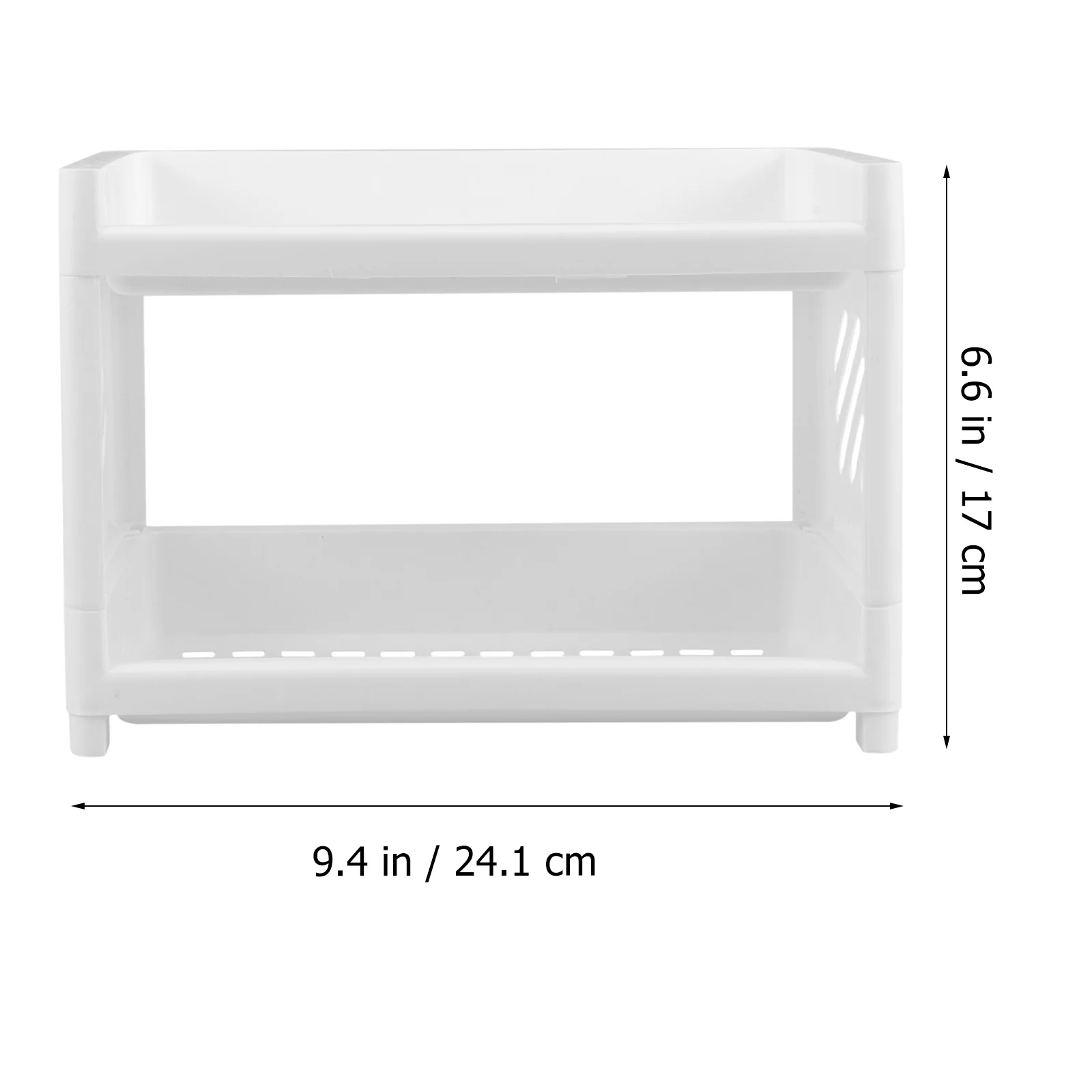 

Countertop 2 Tier Shelf Plastic Desktop Storage Rack Bathroom Organizer Draining Holes Toilery Storage Corner Kitchen Cosmetics