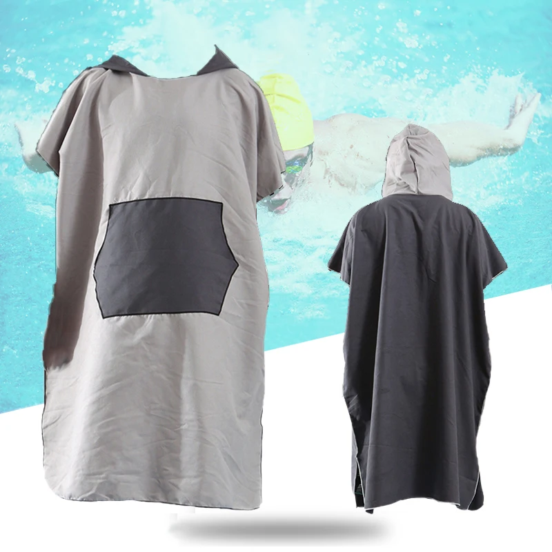 Microfiber Hooded Swimming Towel Quick Dry Hoodie Changing Bath Robe Poncho Beach Towel