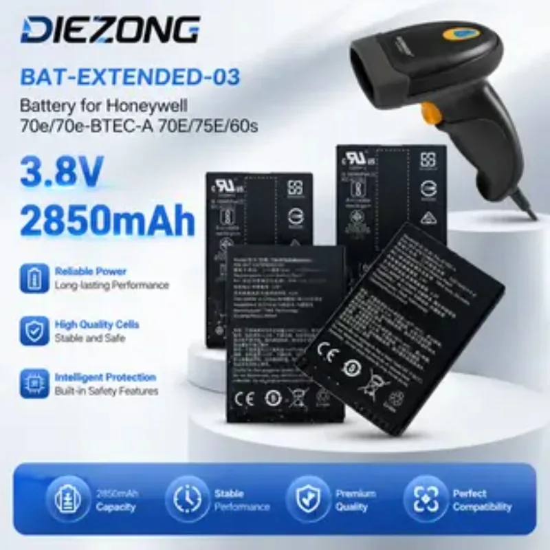In Stock 3.8V 2850mAh BAT-EXTENDED-03 Rechargeable Li-ion Battery for Honeywell 70e-BTEC-A 70E/75E/60s Barcode Scanner Batteries