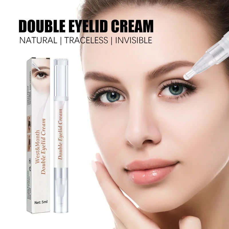 Crema de ajuste de doble párpado de 0,17 onzas, crema de ojos de belleza impermeable de larga duración, secado rápido, ojos grandes, Invisible sin huellas