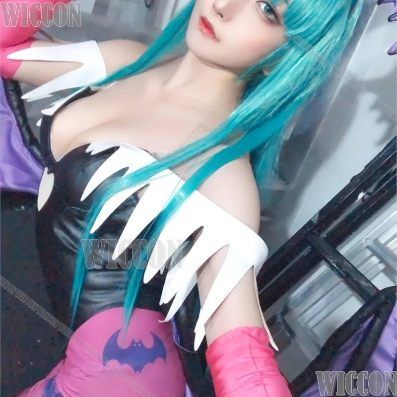 Miccos Game Tumes المرأة لعبة القلب الجوف الأعلى موريجان تأثيري أجنحة طماق Darkstalkers الشيطانة دعوى أنيمي كوميك كون