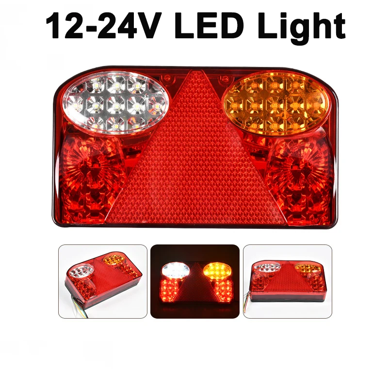 New 12V-24V LED Triangle Tail Lights for Trucks Electronic Turn Brake Lights for Trailers RVs Heavy Duty Truck Rear Lights