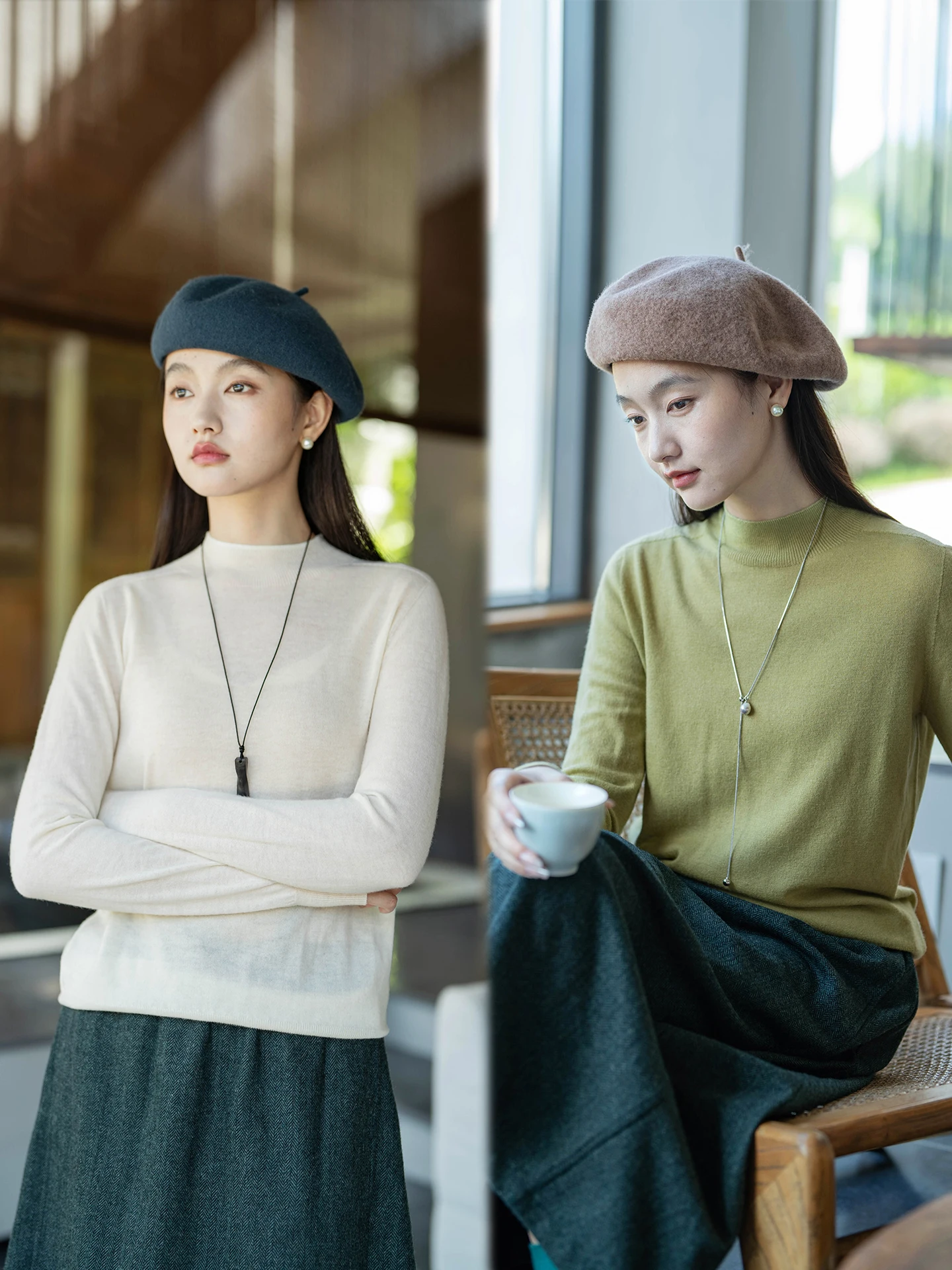 

Оригинальный женский мягкий шерстяной вязаный свитер с высоким воротником YZ25DO6500, внутренняя одежда, базовый слой, термотоп, китайский свободный крой...