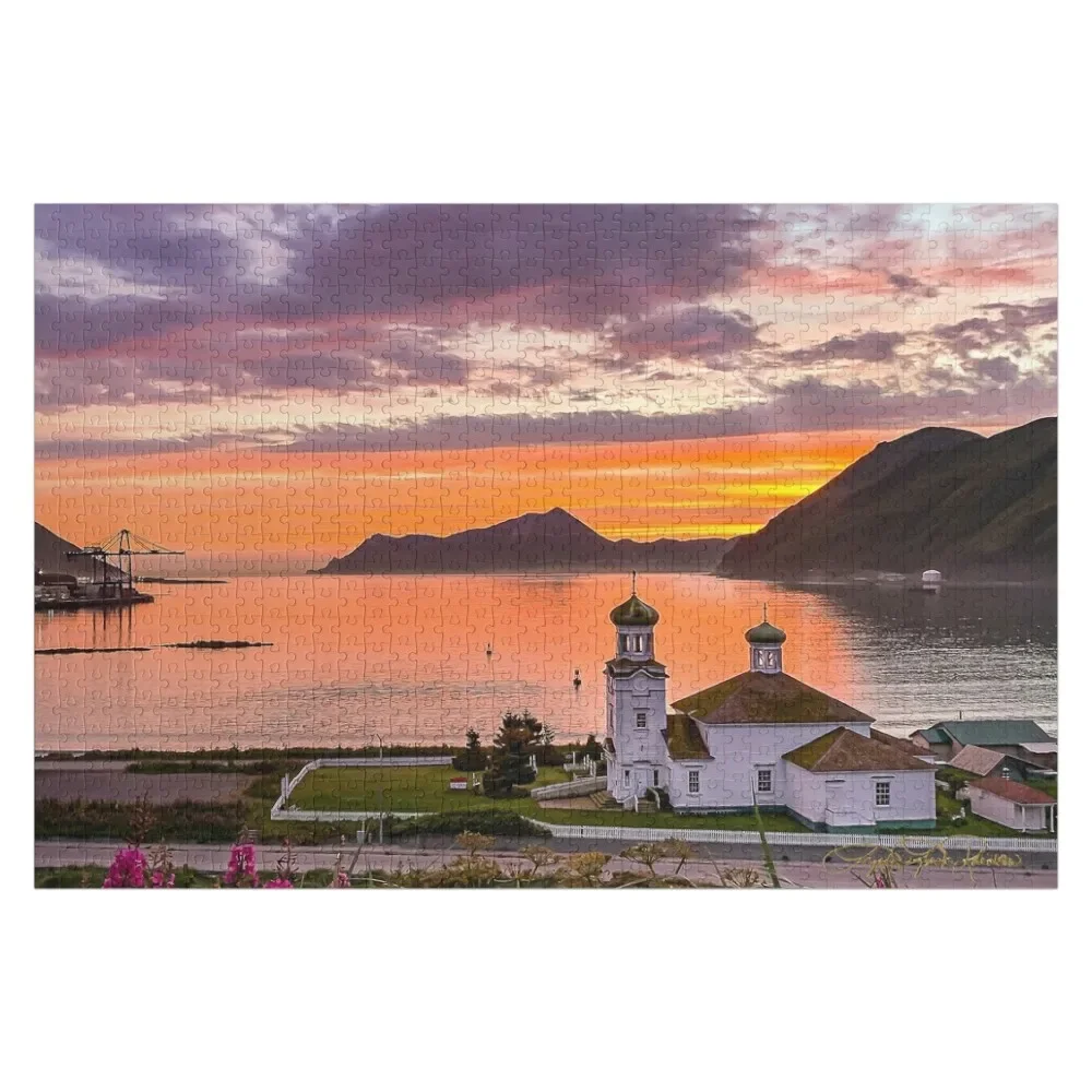 Aleutianlife Unalaska Cathedral Sunrise Jigsaw Puzzle Children Custom Jigsaw Puzzle