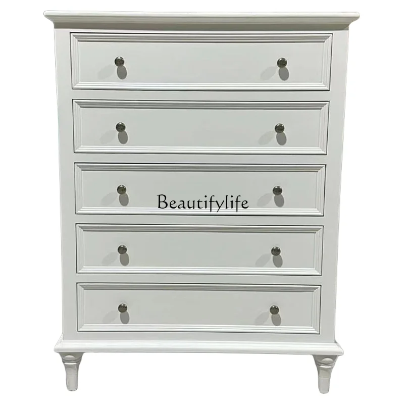 

*American solid wood storage locker bedroom modern simple white light luxury living room side cabinet
