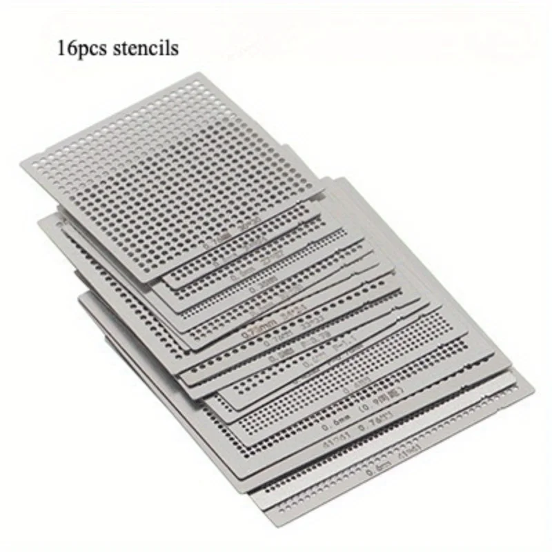 Directly Heat BGA Reball Reballing Net Universal Stencils Template Set Kit Silver Steel Welding Fluxes with stand