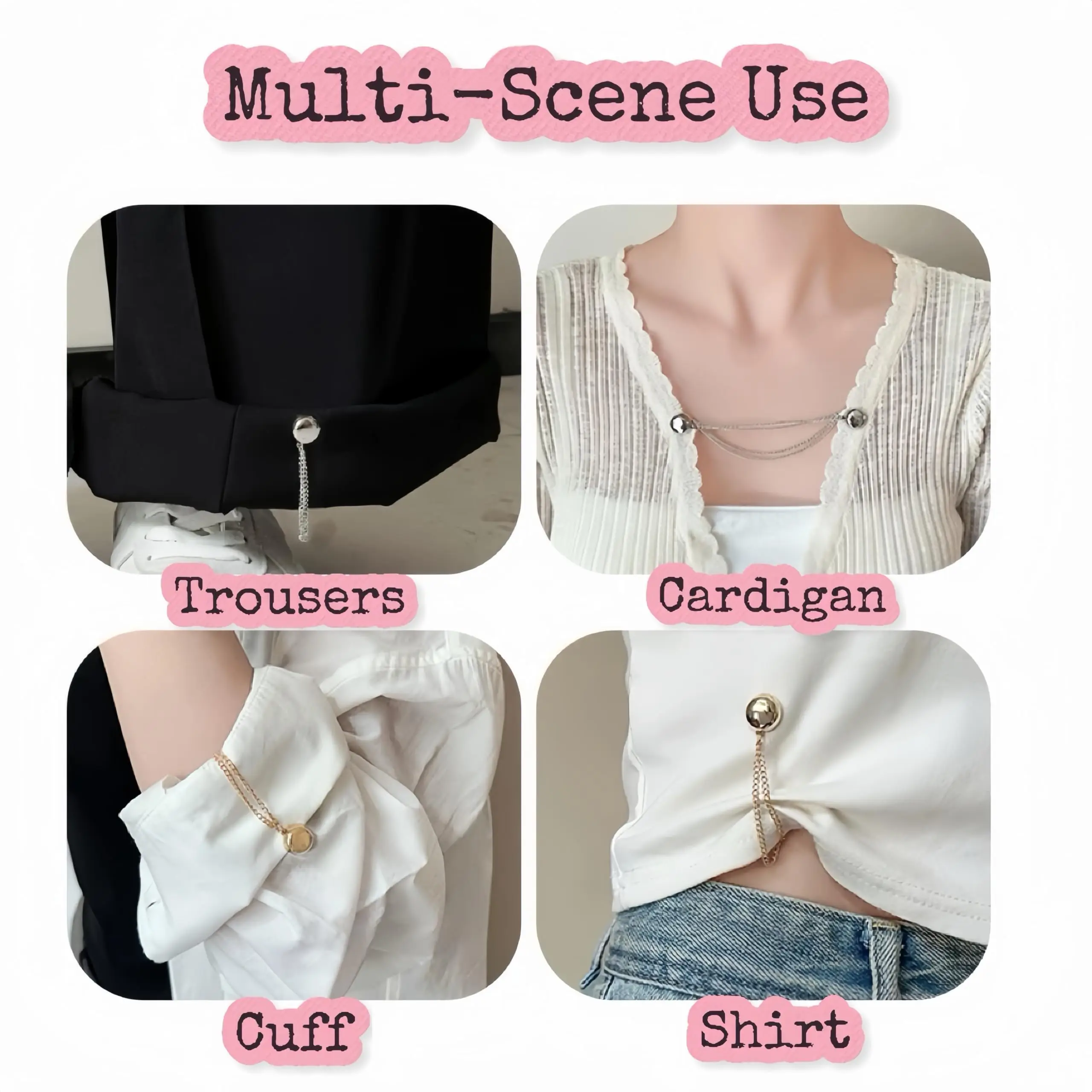 4PCS Magnetic Clothing Clips Multi-Function Magnetic Strength Buttons Clips Pinless Brooch Clips for Women Clothes Cardigans