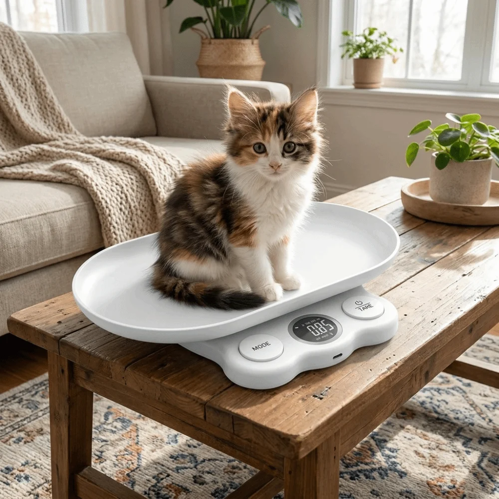 LCD Backlight Digital Pet Scale Tare Function Detachable Tray Small Animal Scale Non-Slip Large Display Portable Digital Scale